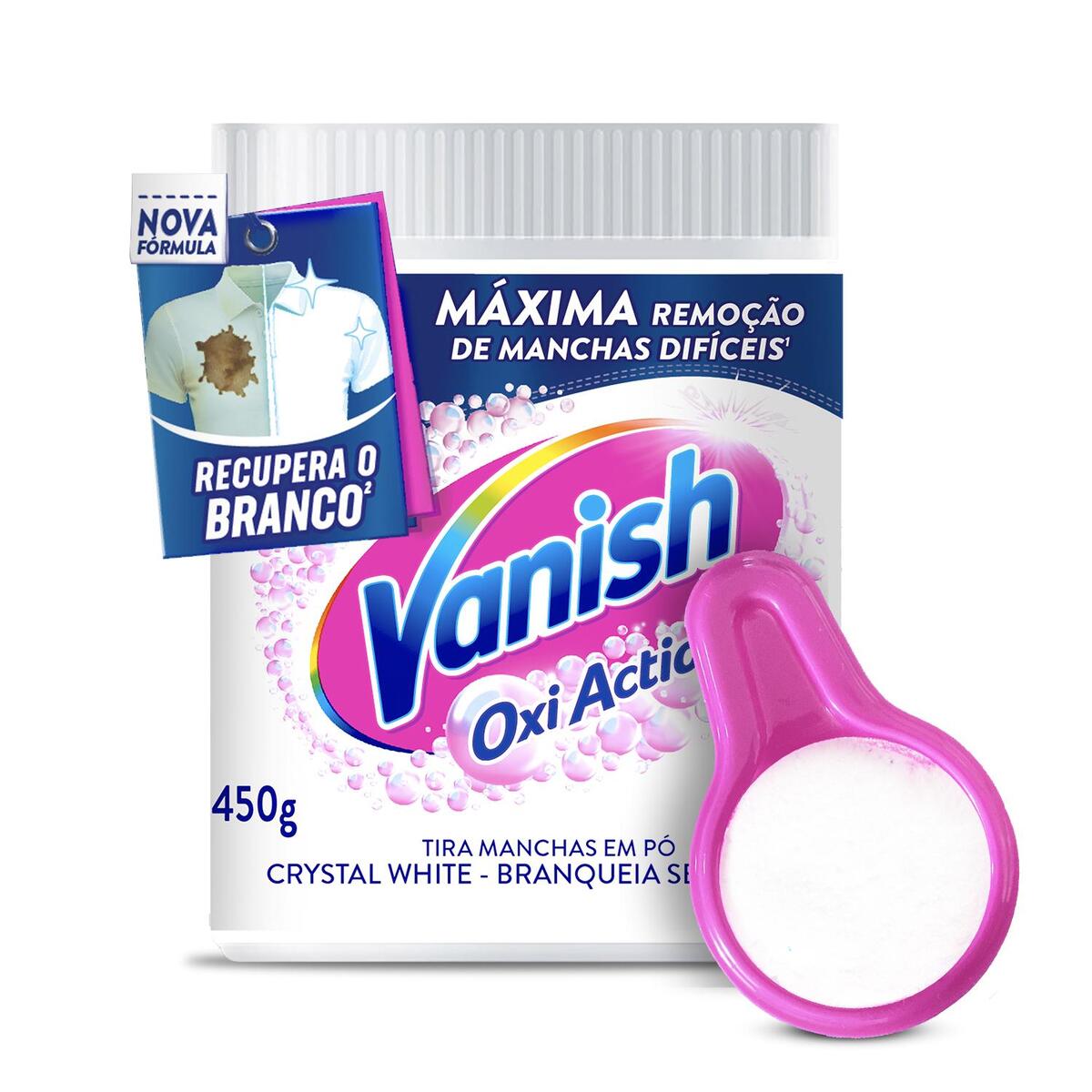 7891035050602 - Tira Manchas Vanish em Po Crystal White Oxi Action para roupas brancas 450g - 1